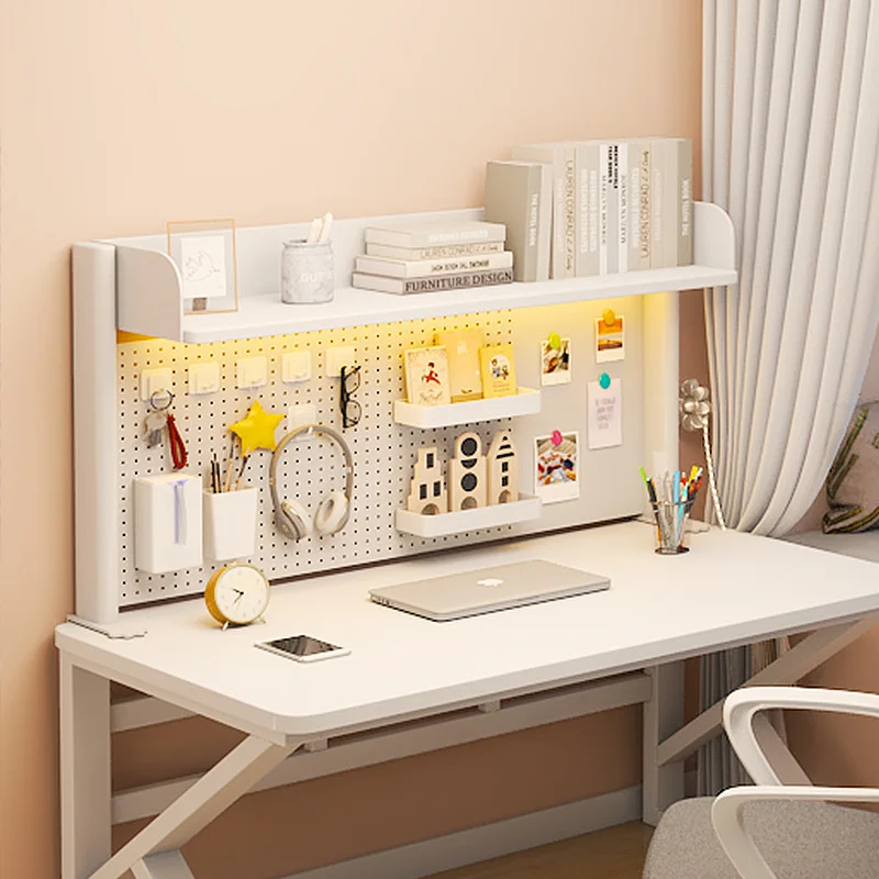 Organizzatore da Scrivania con Pannello Forato, Scaffale Portaoggetti per Computer, Libreria da Ufficio, Espositore da Tavolo per Studio, Organizzatore per Spazio di Lavoro - immagine 3