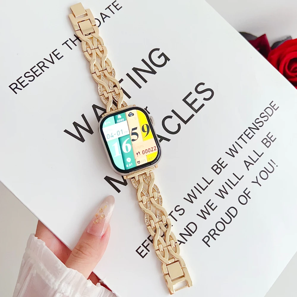 

Luxury Stainless Steel Strap For Apple Watch Ultra 2 49mm Band Metal Bracelet 41mm 45mm For IWatch Series 9 7 6 5 4 SE 44mm 40mm