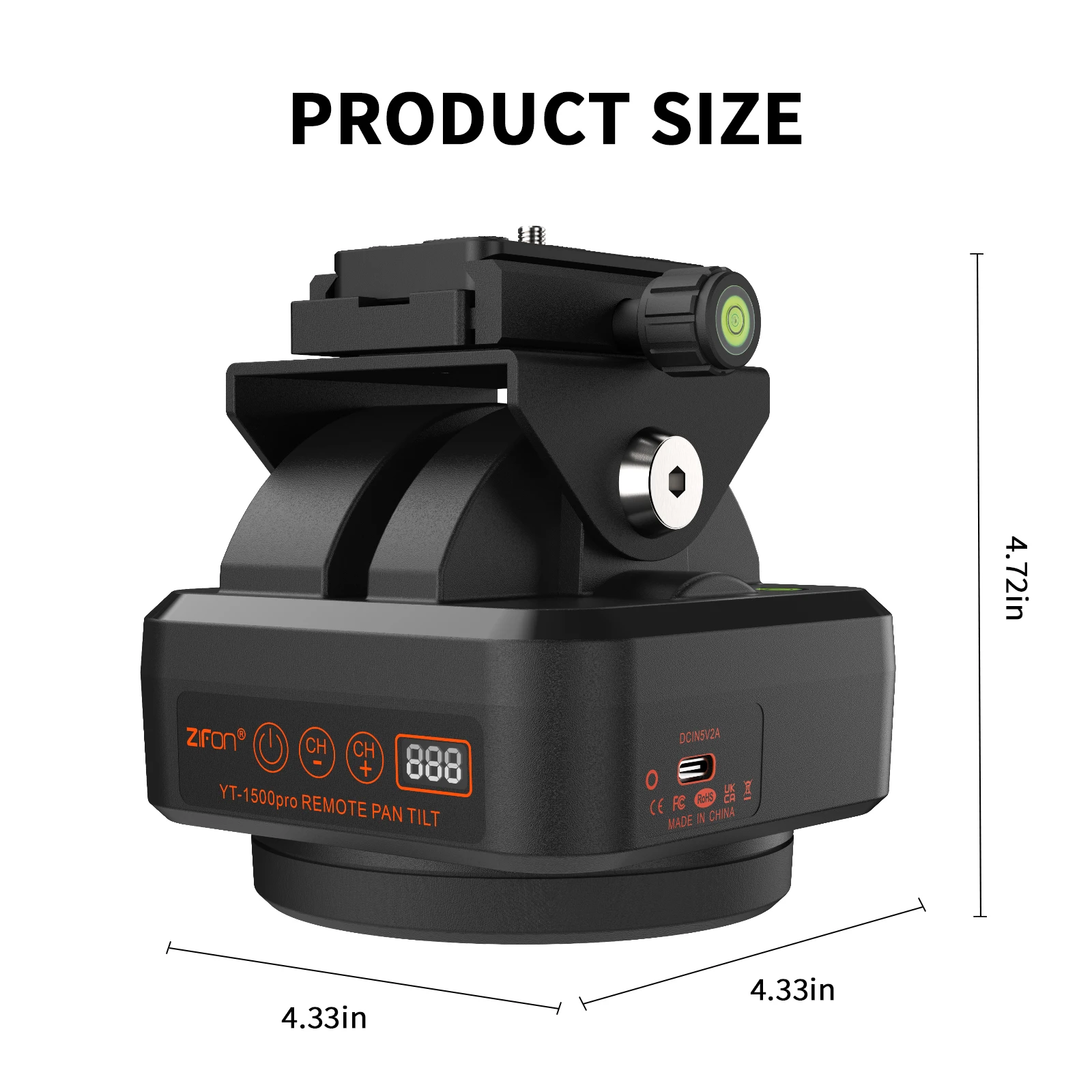 ZIFON YT1500 PRO Motorized Pan Tilt Head Waterproof Remote Control Stabilizer for Phones Camera Weight Capacity 2.2 kg
