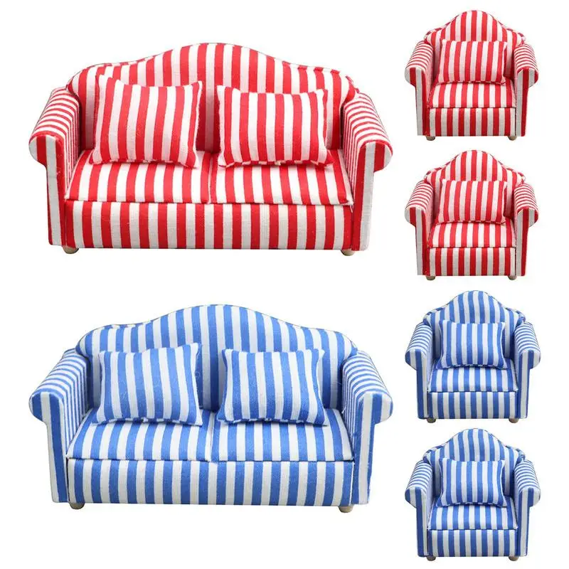 

Dollhouse Small Floral Fabric Sofa Set Furniture Scene Toy Doll House Decor For Dollhouse Kids Pretend Play Miniature Toys Gifts