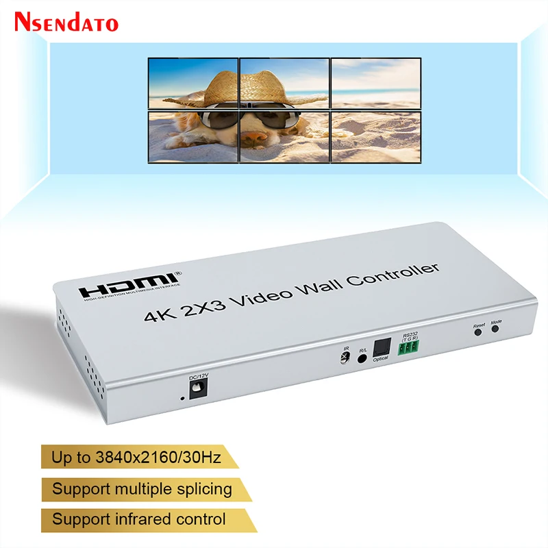 2X3 Video Wall Controller 4K 2X2 2X1 1X2 3X2 Hdmi Lcd Tv 6 Schermo Multi Video Wall Stitching Processor Tv Splicer Box Con Rs232