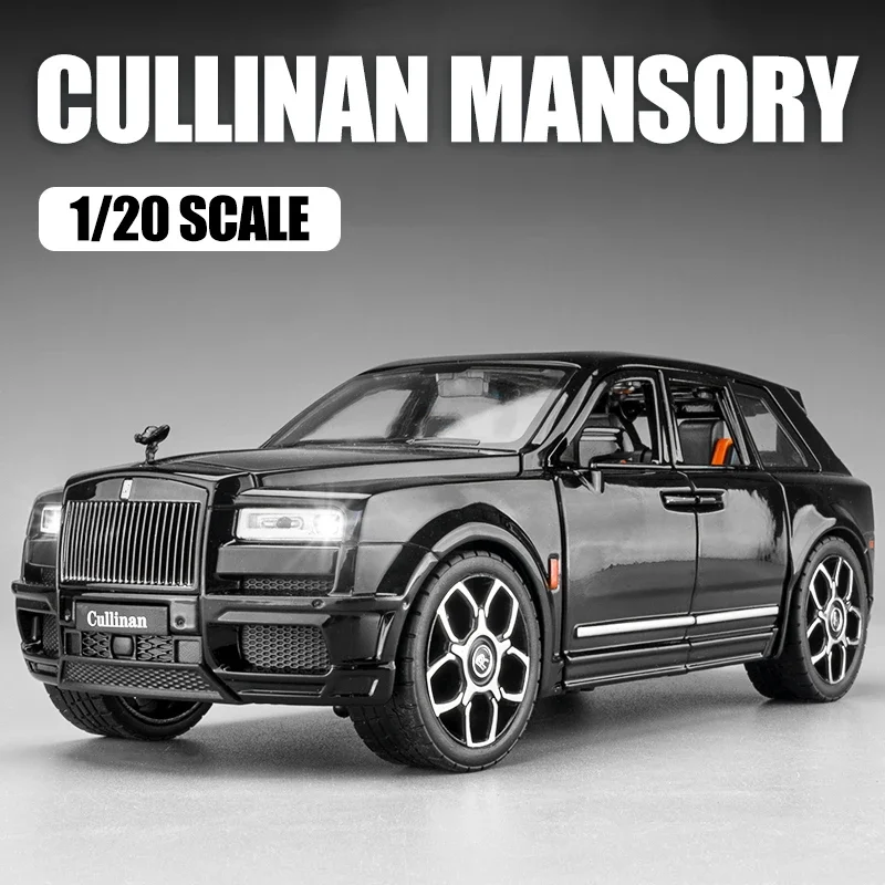 Большой внедорожник 1:20 Rolls Royce Cullinan Mansory, модель из сплава, модель литая игрушечная машинка для мальчиков, имитация звука и фотографий, детский подарок