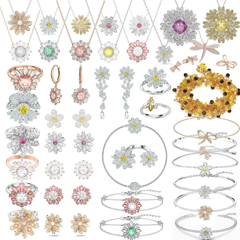 

JM Original New Fine Fashion Ladies Jewelry Exquisite Tropical Luxury Eternal Flower Earring Bracelet Necklace Set Party Gifts