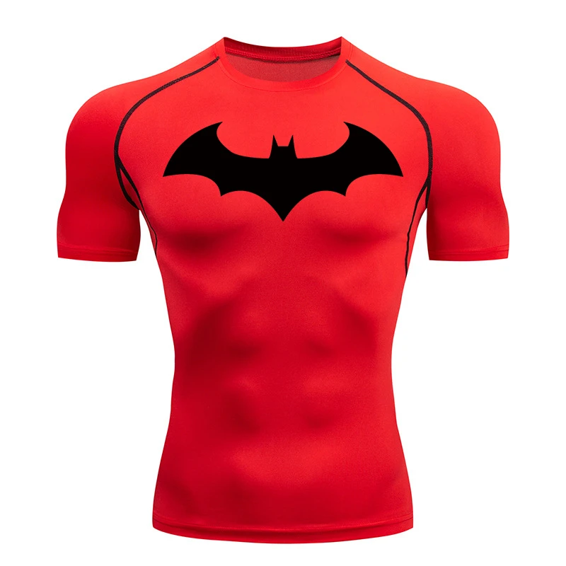 Men's Bat Graphic Compression Short Sleeve Workout Shirt - Quick Dry Athletic Tee