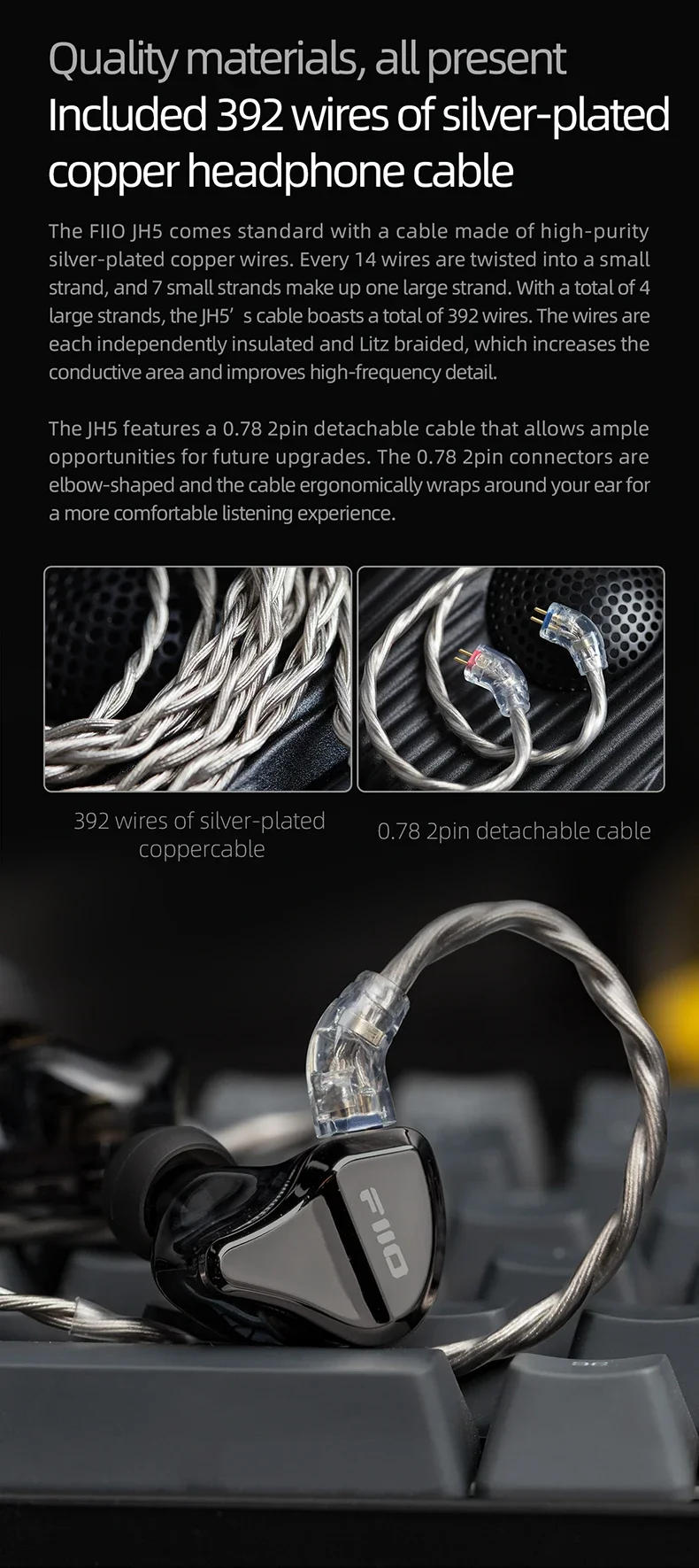 FiiO JH5 インイヤーモニター型イヤホン ハイブリッドドライバー JH5