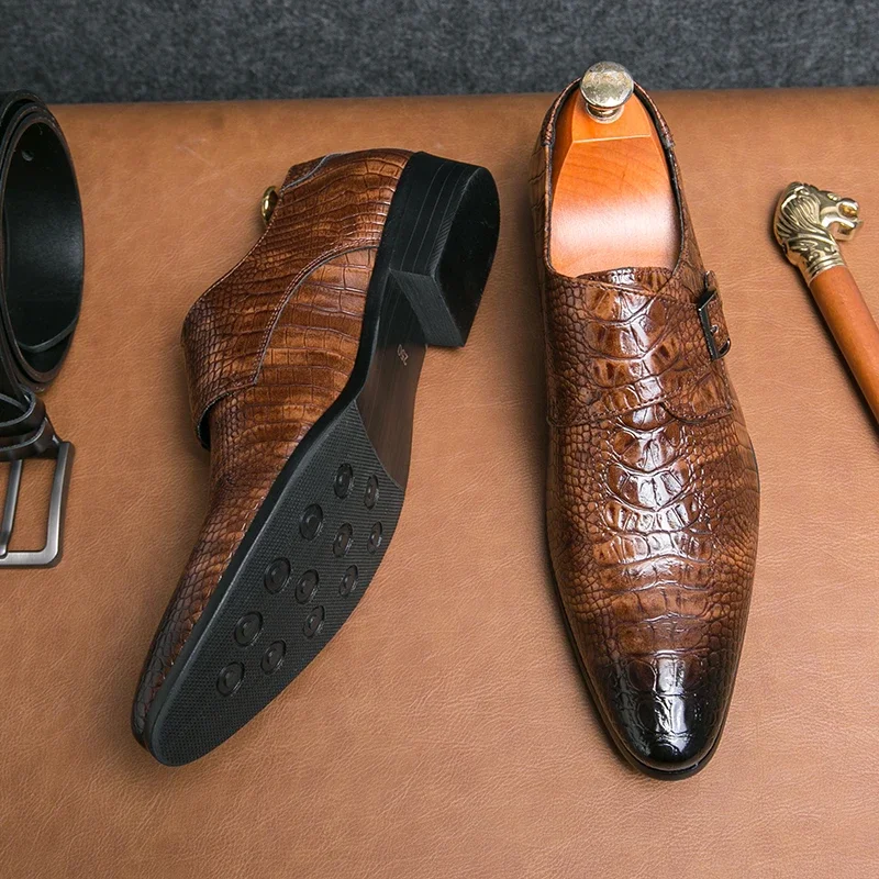 

Fashion Brand Classic Brown Men's Office Business Dress Shoes Pointed Chelsea Shoes Men's Casual Loafers Free Delivery