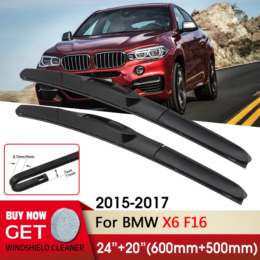 

Car Wiper RHD & LHD Front Wiper Blades 24"+20" For BMW X6 F16 2015-2017 Fit U Hook Arm Windshield Windscreen Front Window