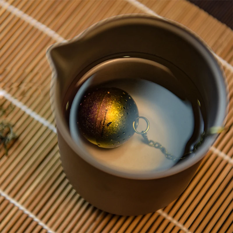 Tea Strainer Tea Ball Filter Mesh Titanium Cutlery for Outdoor Travel Camping portable tableware titanium tableware