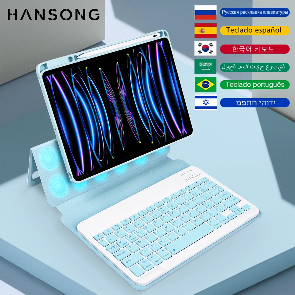para Ipad Case de Teclado para Ipad Mini 9.7 5th 6th 10.2 7th 8th 9th 3rd 4th 5th 10.5 10.9 Pro 11 ar Separação Magnética Capa