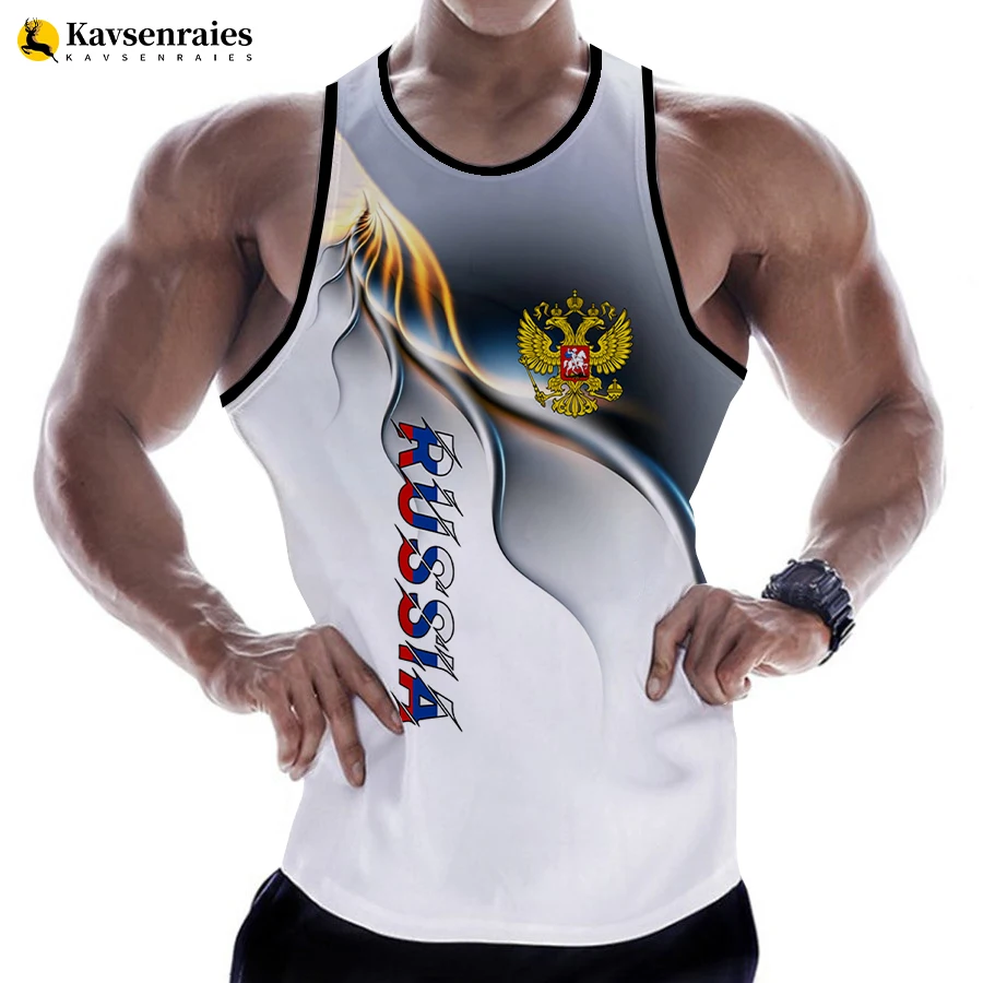 

Newest Funny Design Russia Eagle Fashion Summer Men Tank Tops Sleeveless Cool Harajuku Personality 3D Printed Beach Tops Tees