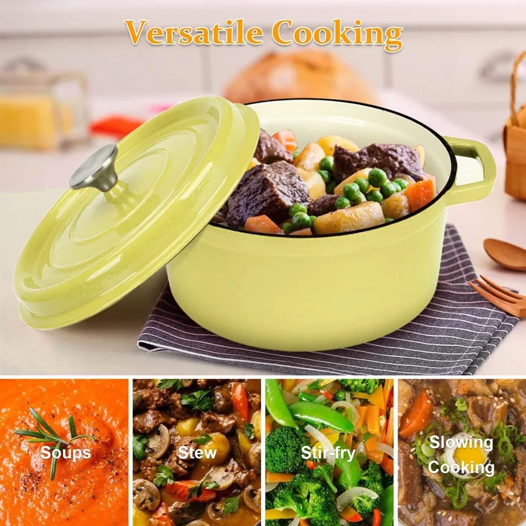 Enameled Cast Aluminum Dutch Oven With Lid 4.7L Nonstick Pan Cast Iron  Casserole Dish Enamel Coating For All Heat Source 9.5Inch - AliExpress