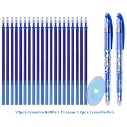 Erasable Gel Pen Set with Refills and Eraser - 2 Pens, 20 Refills (Blue Ink Set)
