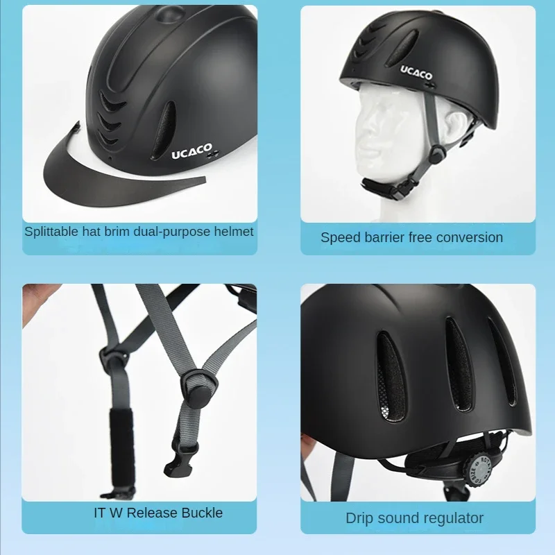 50-61cm UltraLight Adults Children's Equestrian Helmet Adjustable Riding Helmet Knight Hat Removable Brim Horse Equipment 6