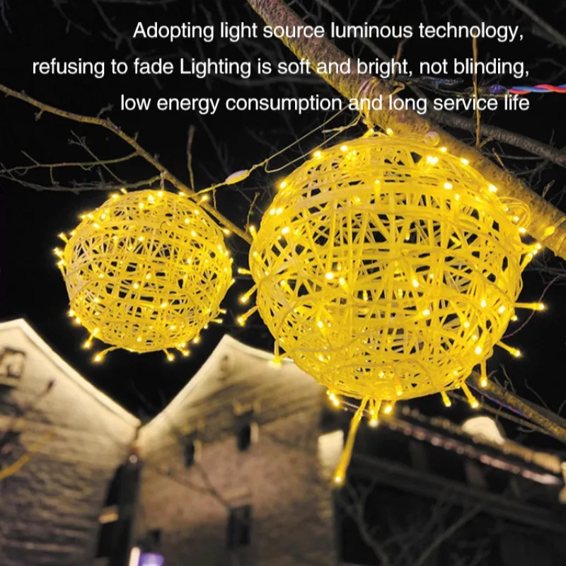 Christmas lights Outdoor waterproof hanging tree takraw ball lamp LED Vine Ball Lights led landscape lighting outdoor pendant lamp