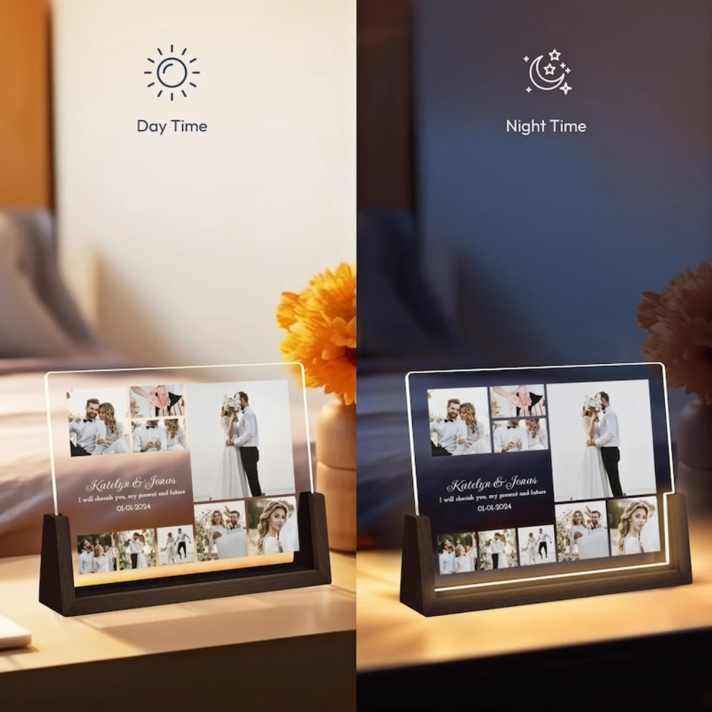 Personalized 3D Photo Lamp Customized Photo Text Custom Bedroom Night Light Valentine's Day Wedding Anniversary Birthday Gift