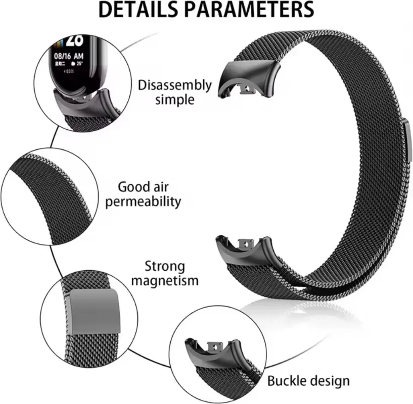 Milanese Loop Breathable Metal Strap for Smartwatches - Easy Adjustment Bracelet Accessories
