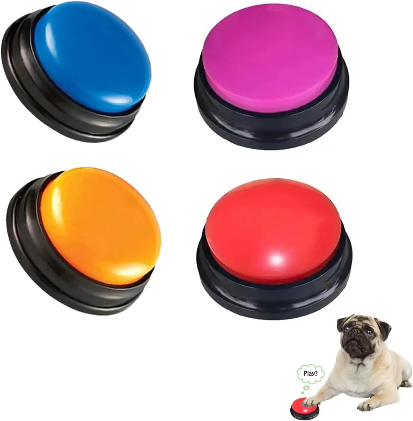 Botones De Comunicación Para Perros - Pack De 4 Piezas, Grabables, Para Entrenamiento Y Juego Interactivo, Requieren 2 Pilas AAA (no Incluidas)