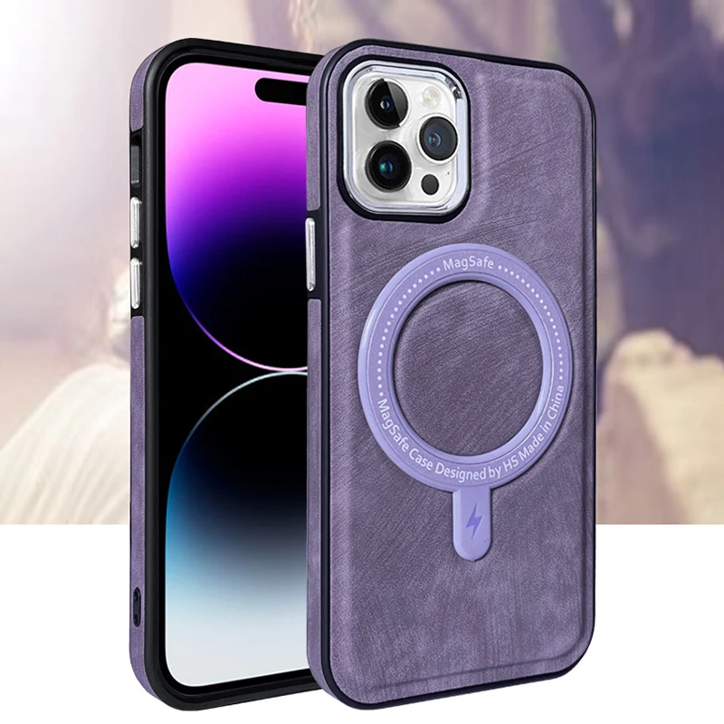 

Luxury Leather TPU Case For Magsafe iPhone 14 13 12 11 Pro Max XR X XS Max 7 8 Plus SE2 Cover Business Fashion Style Shockproof