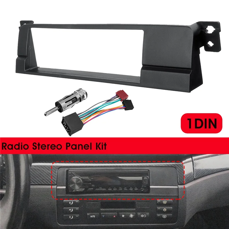 Car Radio Fascia Adaptor Car 1 Din Radio Fascia Adaptor Panel for BMW 3 Series E46 1998-2005 CD DVD Stereo Frame Installation Kit