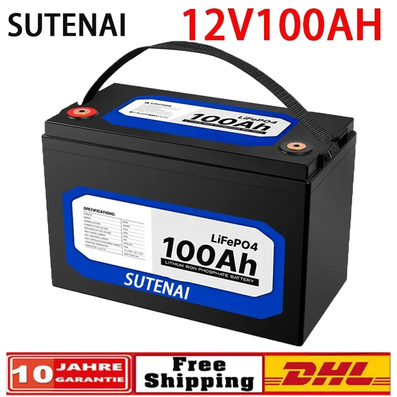 Batteria Al Litio Ferro Fosfato 12V 100Ah Lifepo4 Batteria Bms Lifepo4 Integrata Per Sistema Di Energia Solare Motore A Traina Rv House