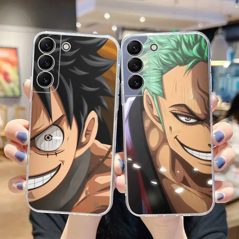 

Anime One Piece Monkey D. Luffy Phone Case For Samsung Galaxy S22 S21 Ultra S20 S30 FE S8 S9 S10 5G Plus Soft Transparent Cover