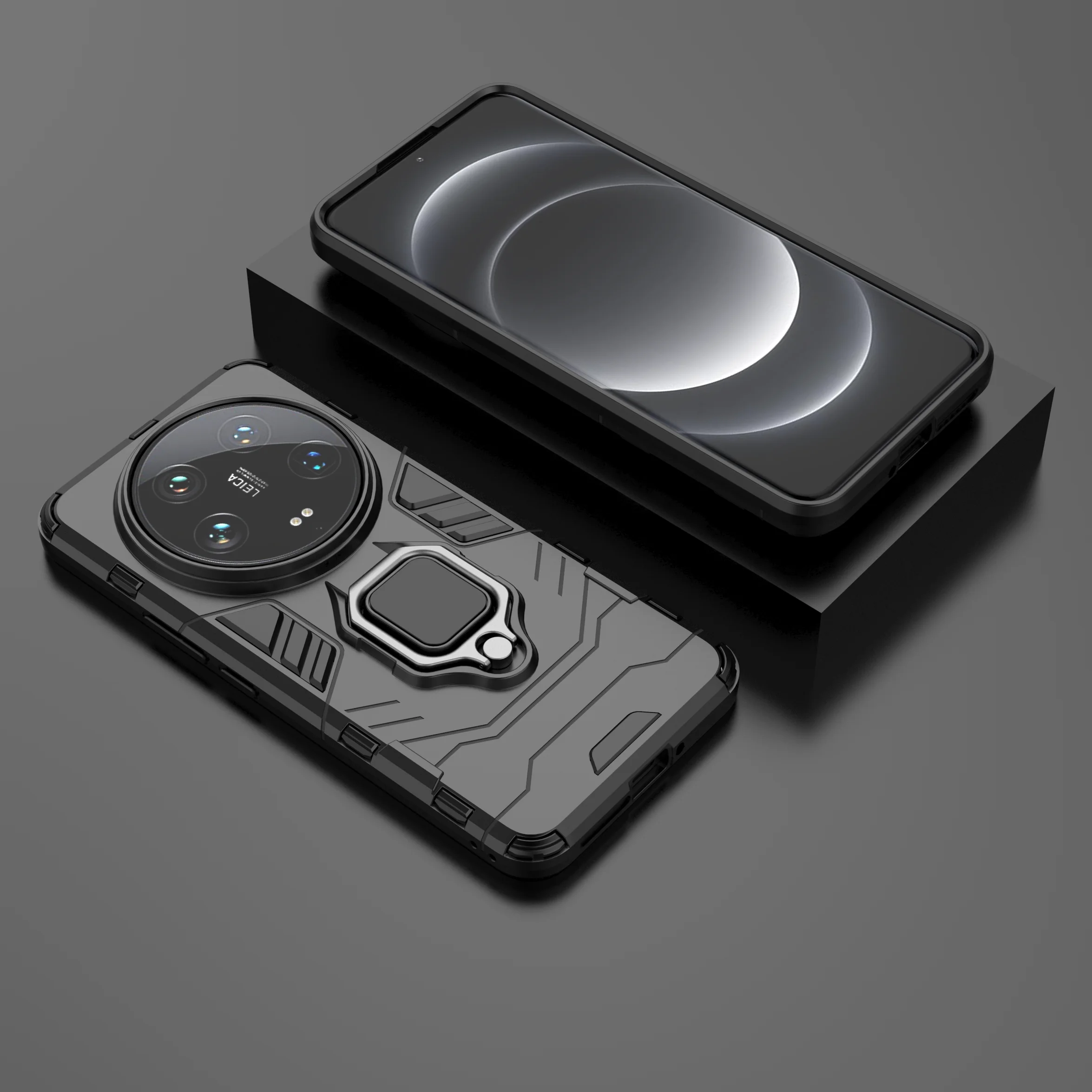 Durable Armor Shockproof Case with Metal Ring Stand & Bumper Protection