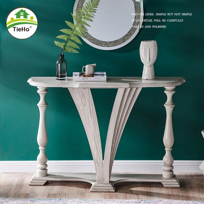

Luxury Living Room Console Table Entrance Semicircle Solid Wood Corridor Side Table Modern Minimalist Wood Table Home Furniture