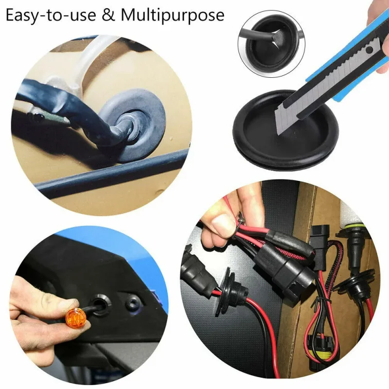 200pcs Blanking Grommets Gasket Rubber Closed Gromet Blind Plug Bungs Dust-Proof Coil Ring Single-Sided Circular Ring Sets