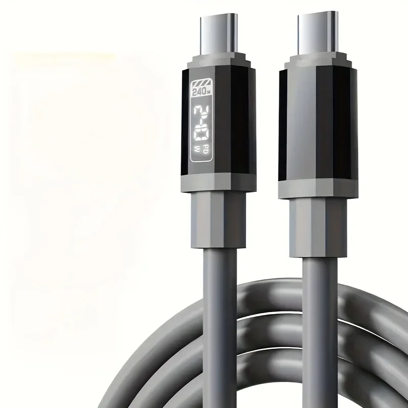 USB C Cable 240W Fast Charger Cord with Power Display for IPhone Samsung Xiaomi Huawei VIVO Phones 1.5m Type C Charging Cable