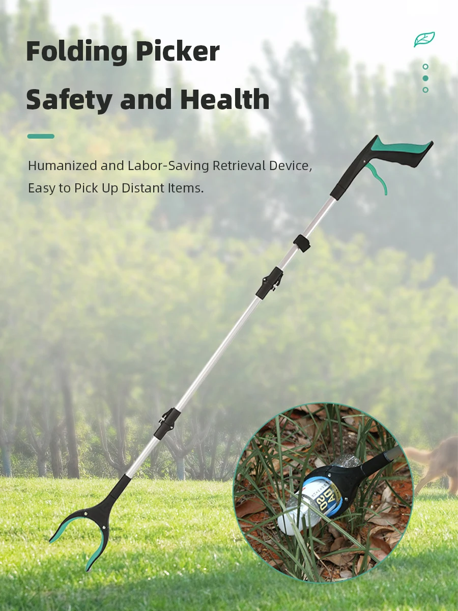 Description Picture 4 of itemSanitation Garbage Picker 91cm 109cm Tri-fold Foldable Gripper Long Handle Pickup Clip Garbage Leaf Picker Trash Picker Clip
