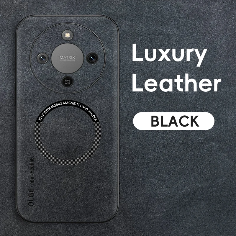Magnetic Retro Leather Soft Phone Case with Wireless Charging Compatibility