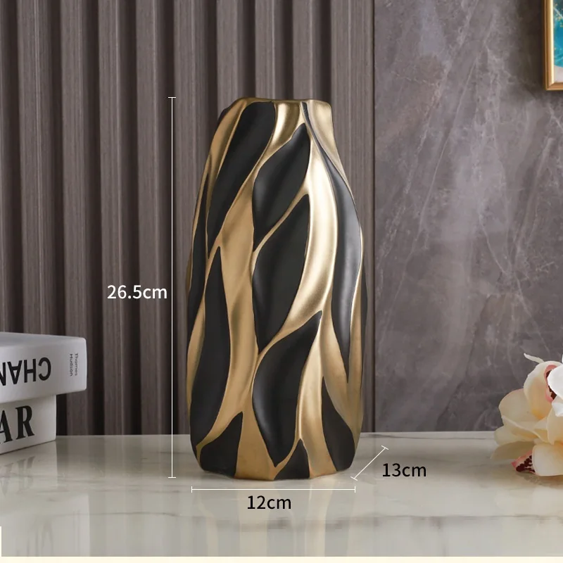 Light luxury gold painted ceramic vases, high-end creative living room, dining table decoration, home furnishings, hotel crafts, 6