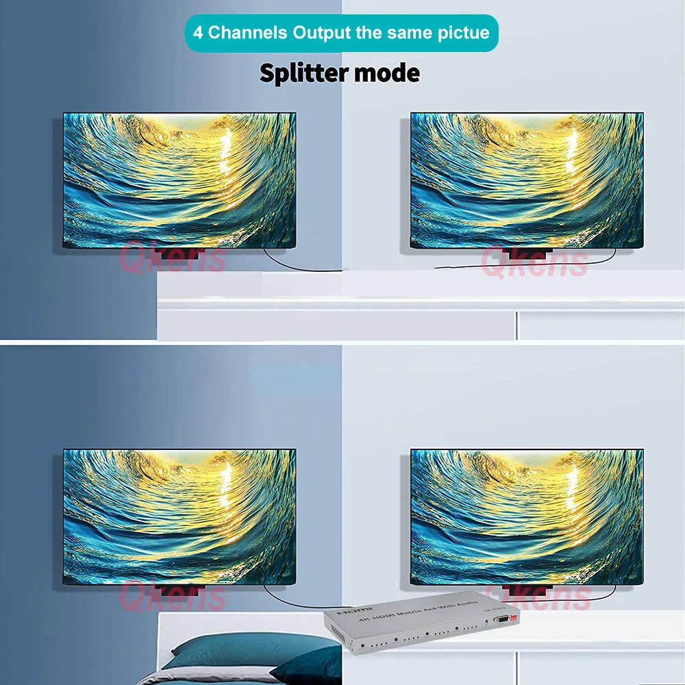 HDMI Ʈ   , PS4 PC TV, 4x4, HDR, 3D, 1080P, HDMI 2.0 ó ø, 4 in 4 Out, HDCP2.2, EDID, RS232, 4K @ 60H
