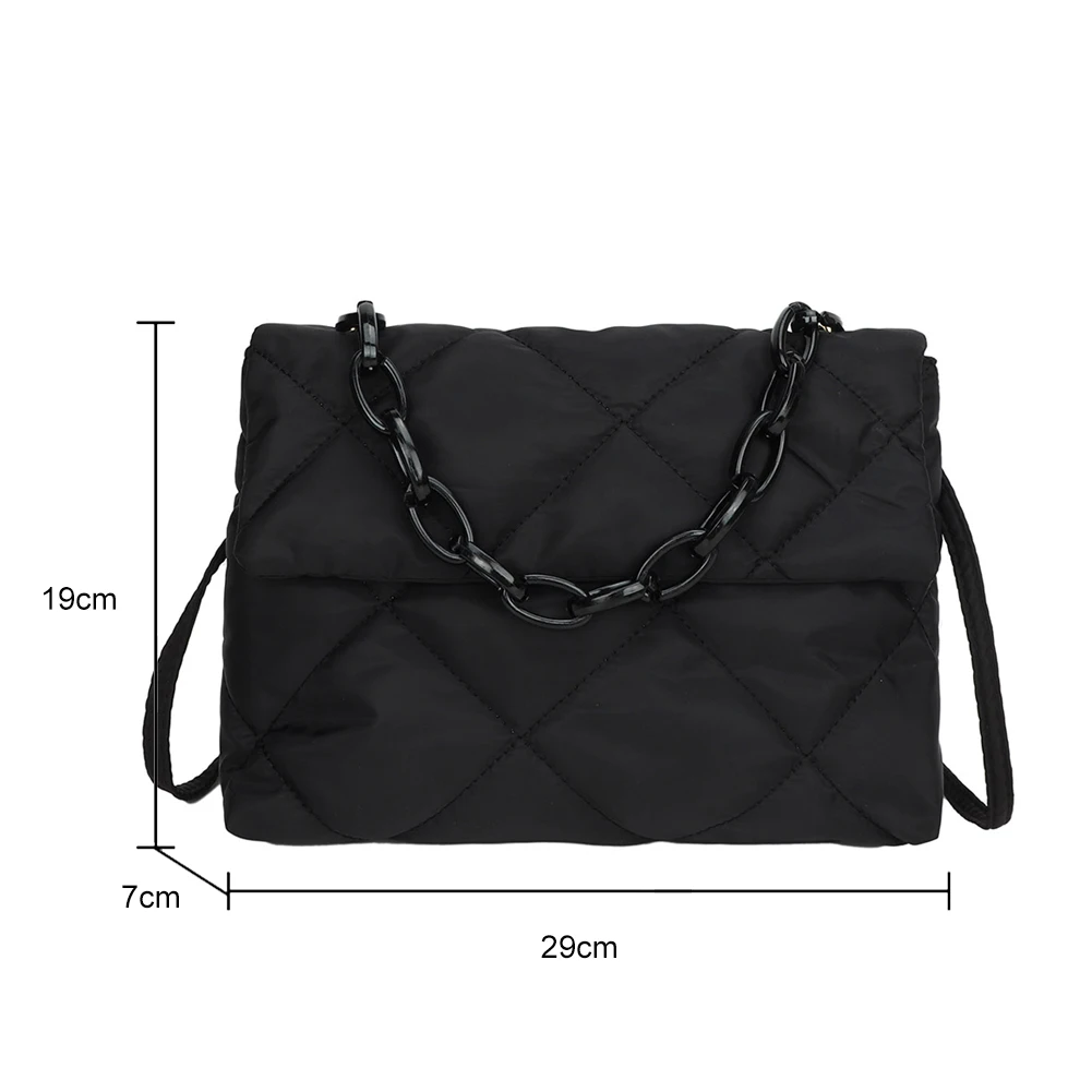 Quilted Shoulder Tote Bag Black Large Capacity Chain Strap