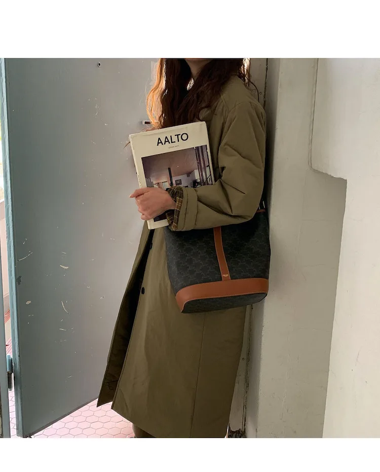 Autumn Winter Korean Army Green Warm Jacket Lapel Check Sleeves Straight Coat Fashion Medium Long Ladies Puffer Padded Outwear