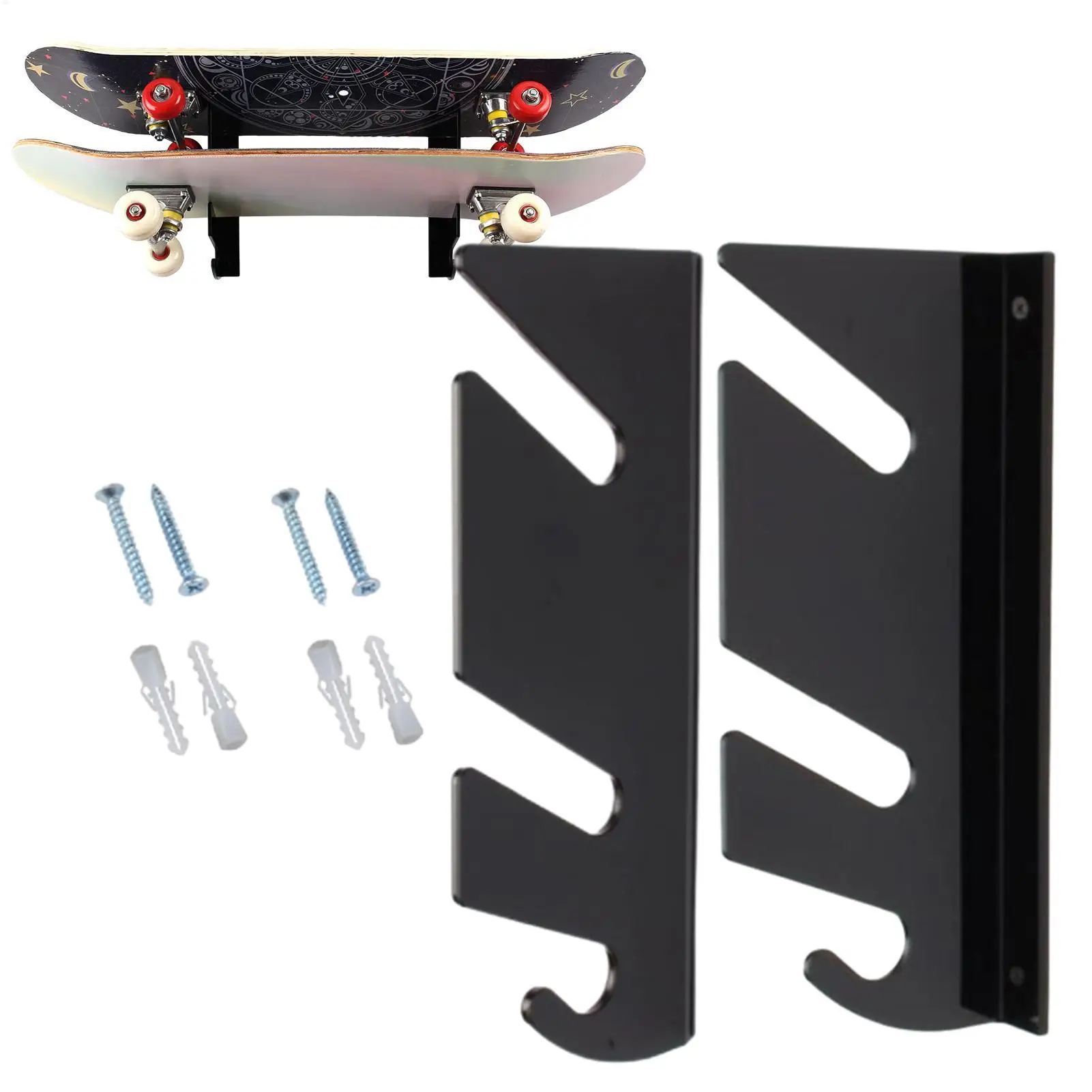 Skateboard-Wandhalterung, Skateboard-Aufhänger für die Wand, Skateboard-Rack, horizontales Aufbewahrungsdesign für Deck, Skateboard, Ski, Board – Detail 1