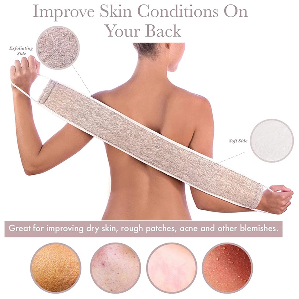 

Sisal + Nylon Back Scrubber Long Bath Towel Deep Strong Cleaning Extended Easy to Hang Bathroom Shower Tools Dead Skin Removal