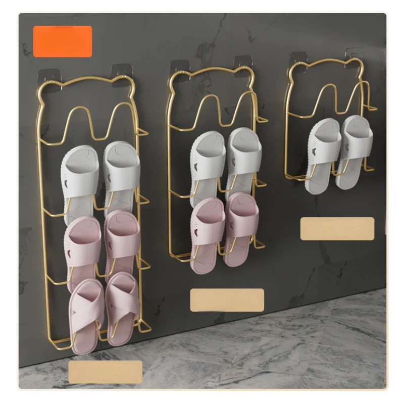 Metal Iron Art Shoe Hanger Indoor Restroom Bathroom Hanging Slippers Drain Drying Rack Household Storage Tools Organizer Shelf