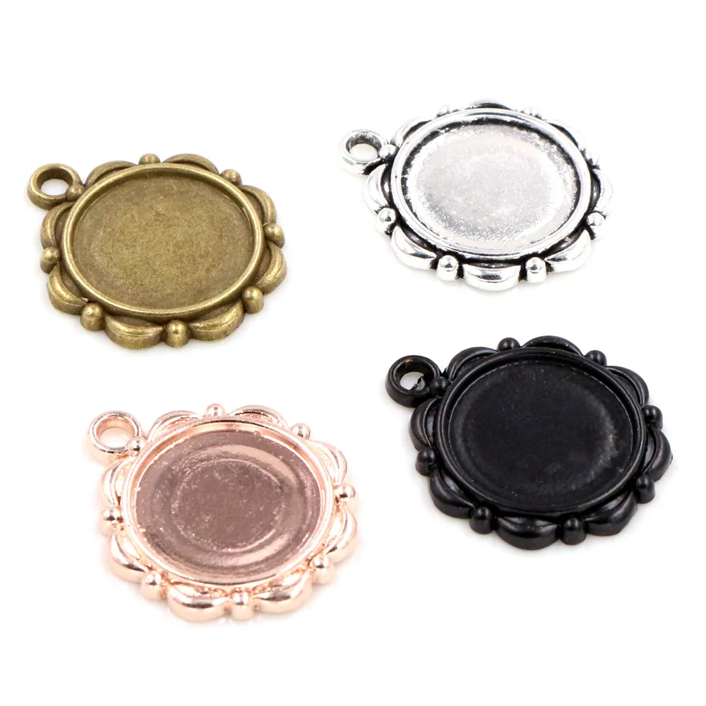 15 Stück 14mm innere Größe Blumen form Anhänger Cabochons leere Basis Setting Tablett Bezel DIY Schmuck Herstellung Zubehör Ergebnisse