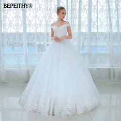 BEPEITHY Fashion Backless Ball Gown Wedding Dress Sleeveless Vestido De Noiva Lace Bridal Gowns Princess Wedding Dresses Robe