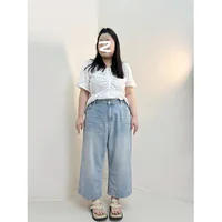 plus Size Women's Cropped Wide-Legged Jeans Summer High Waist Slimming Loose Fashion VersatileFashion Pants3393 - Image 5