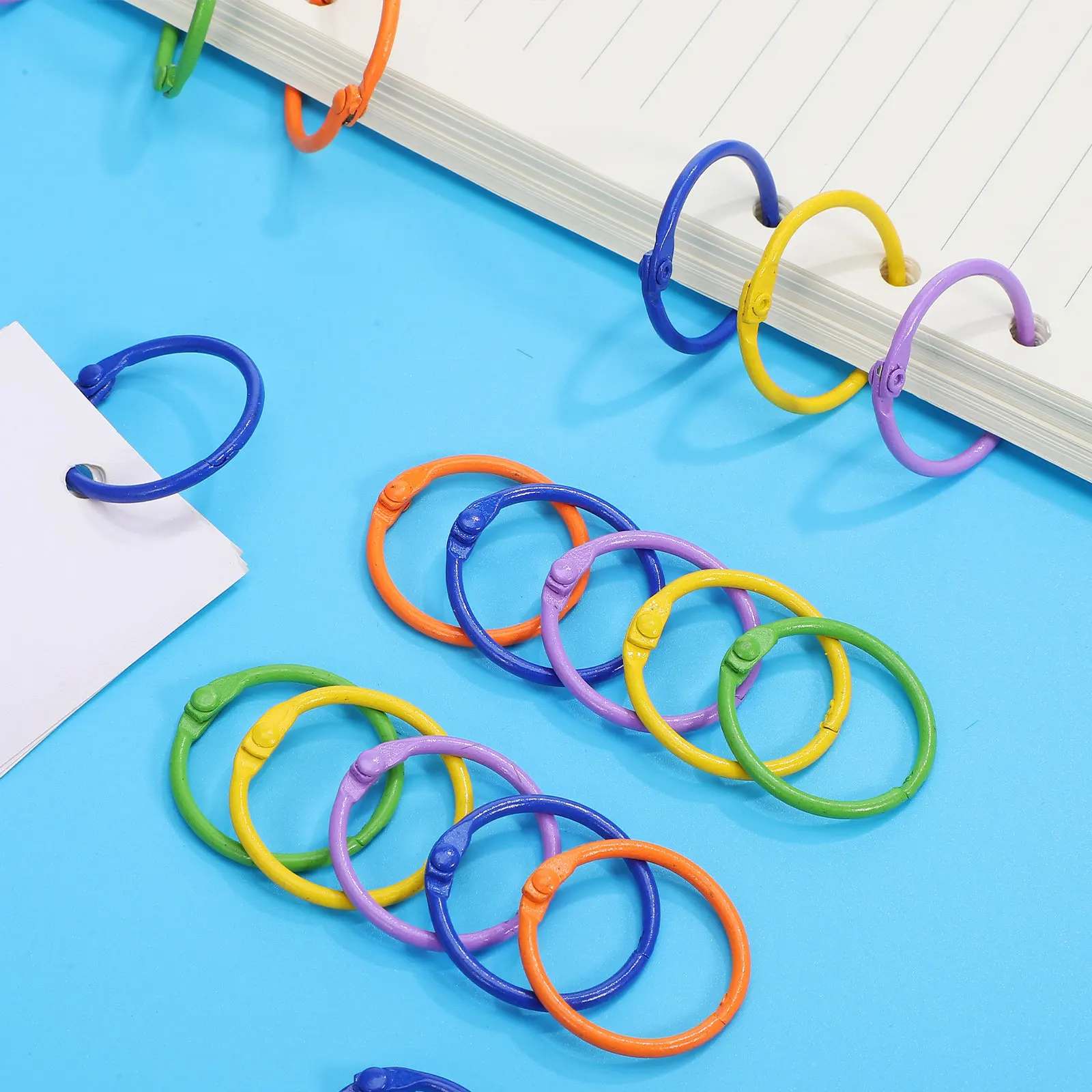 50Pcs 여러 가지 빛깔의 키 체인 키 링 플래시 카드 용 금속 바인더 링 인덱스 카드 사무실 스크랩북 바인딩 링 바인더 클립