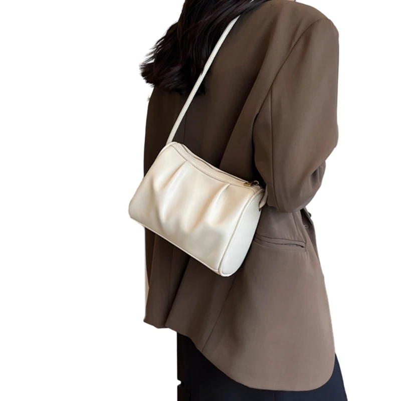 Convenient Cloud Pleated Bag for Shopping and Travel PU Satchel Shoulder Bags