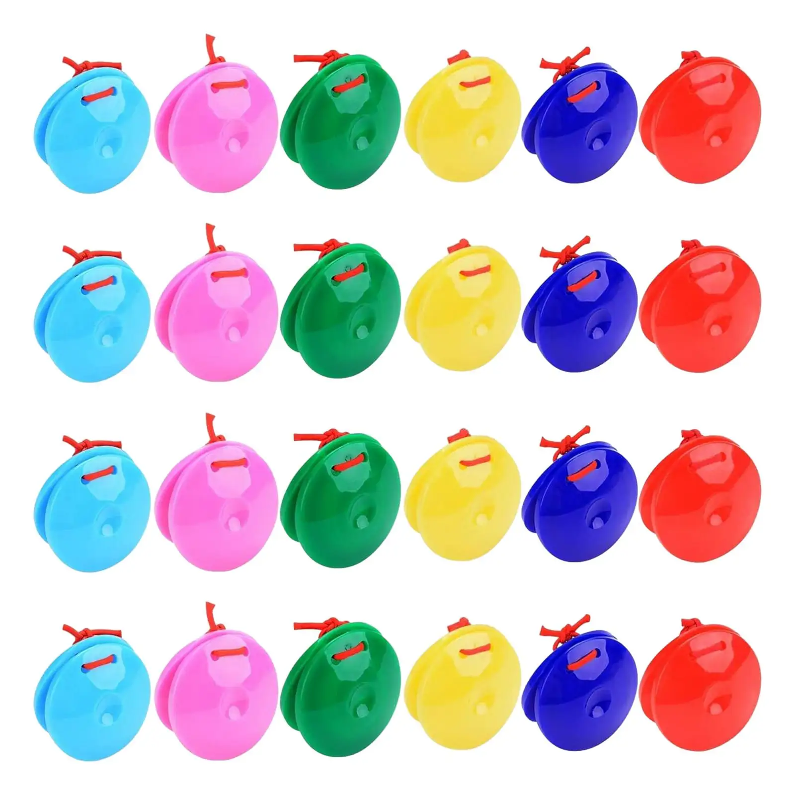 24Pcs Wooden Castanets Preschool Musical Toys Colorful Musical Castanets Rhythm Toys for Kids Baby Children Boys Girls Party