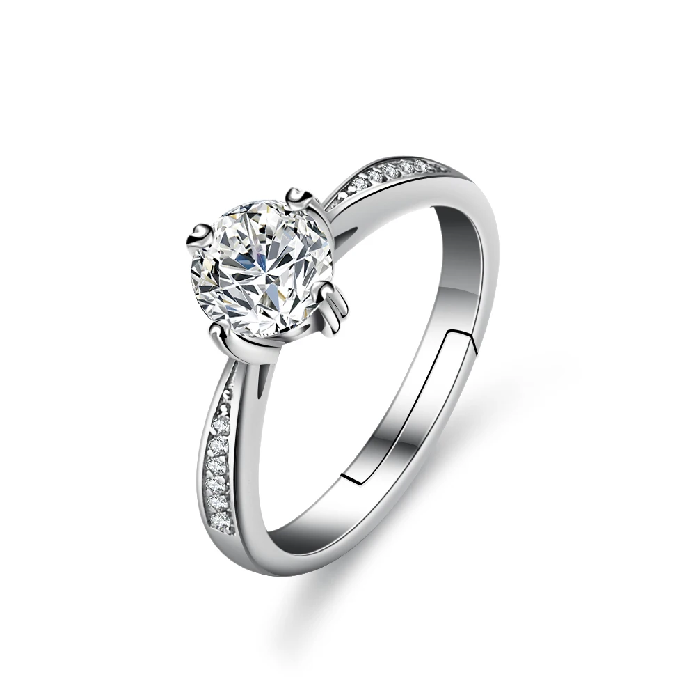 Silver cross ring Silver heart ring Silver rose ring Silver rings Silver ring Gold plated silver ring Silver plated ring 925 sterling silver Mozambican stone one carat diamond lady ring by romantic love four claw love shape
