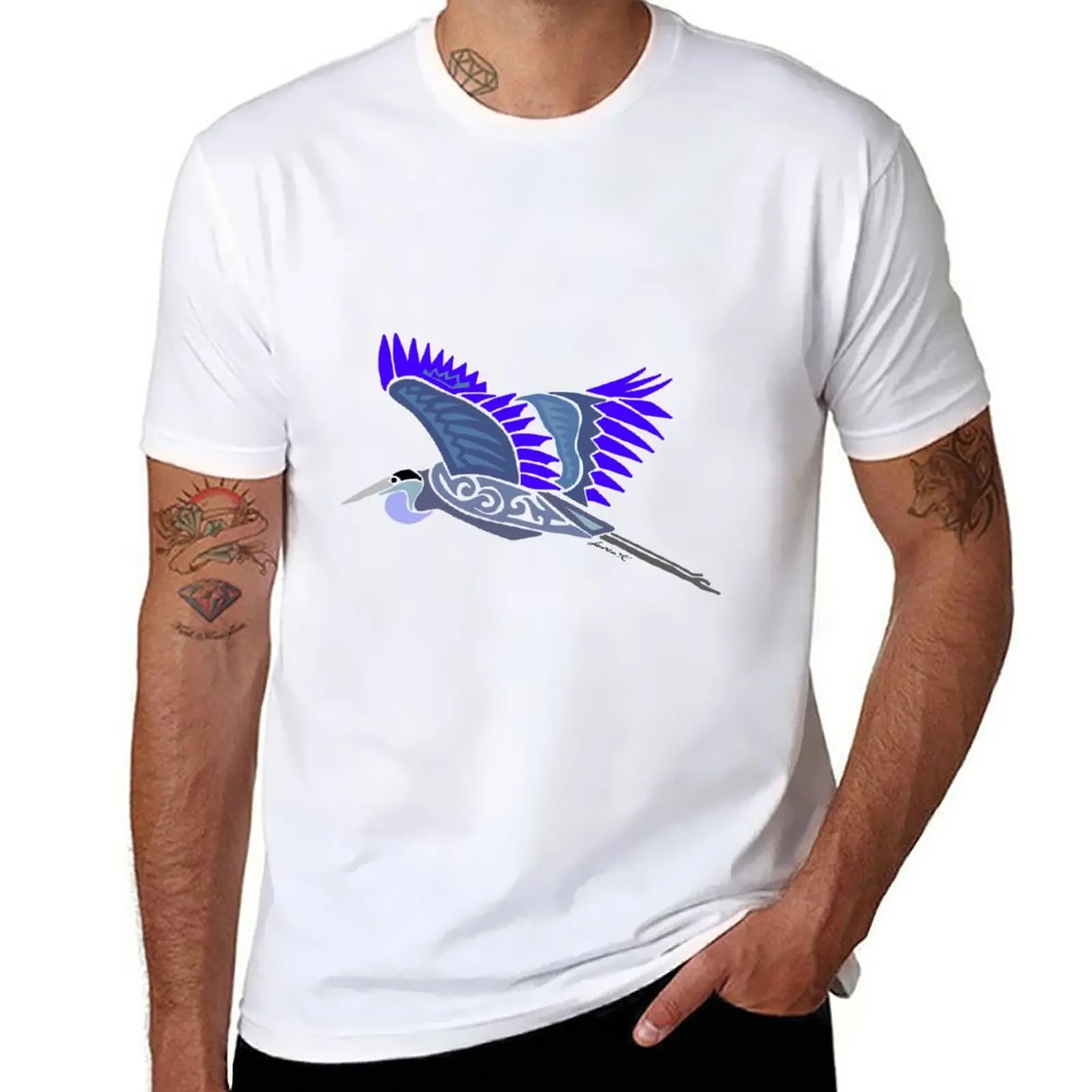 

Новинка Летающая Heron, этнический дизайн, цветная футболка, женские топы, эстетическая одежда, простая футболка, простые мужские футболки