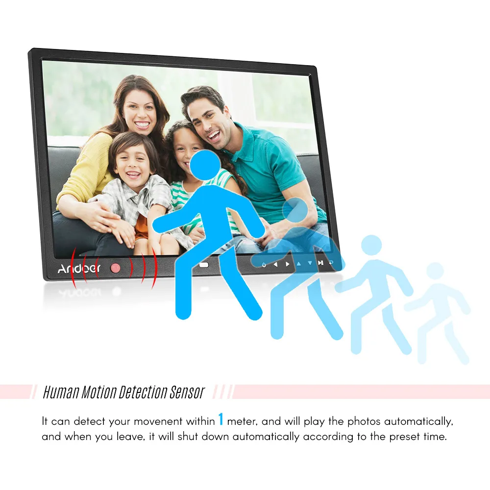 Andoer 15 Inch Large Screen LED Digital Photo Frame Desktop Album 1280 * 800 HD Music/ Video/ eBook/ Clock/ Calendar Functions
