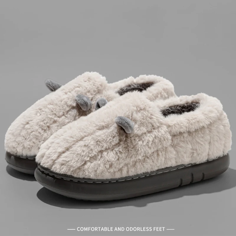 Cute Flurry Home Cotton Slippers Women Winter Light Soft Bottom Cotton Shoes Woman Non Slip Platform Warm Plush Slippers Female