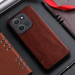 Premium Bamboo Wood Pattern Leather Case - Stylish Eco-Friendly Back Cover for Poco M5S (BR)