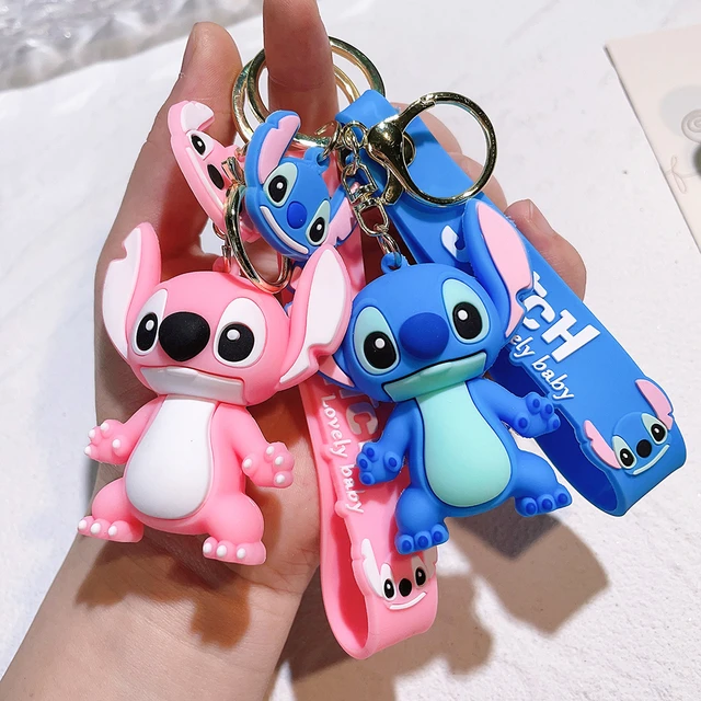 Disney-llavero de Stitch para mujer, colgante de figura de Anime, llaveros  de Ángel Rosa dulce, llavero de coche, regalo de cumpleaños para niña -  AliExpress